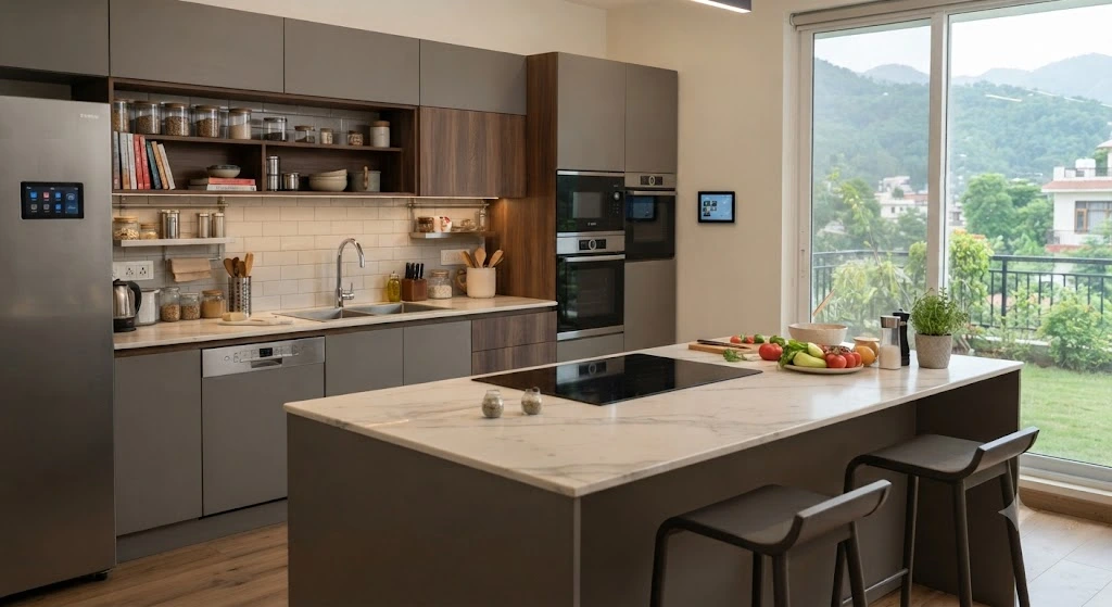 Contemporary Smart Kitchen EC Road, Dehradun Contemporary Modular Kitchen Design
